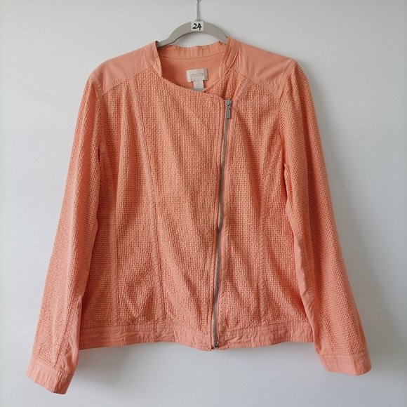 Chico's Women's Orange Tilt Zip Up Jacket Size 2 (L) - Picture 1 of 6